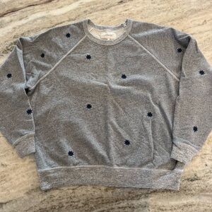 The Great. Star Embroideres College Sweatshirt, Varsity Grey, Size 3